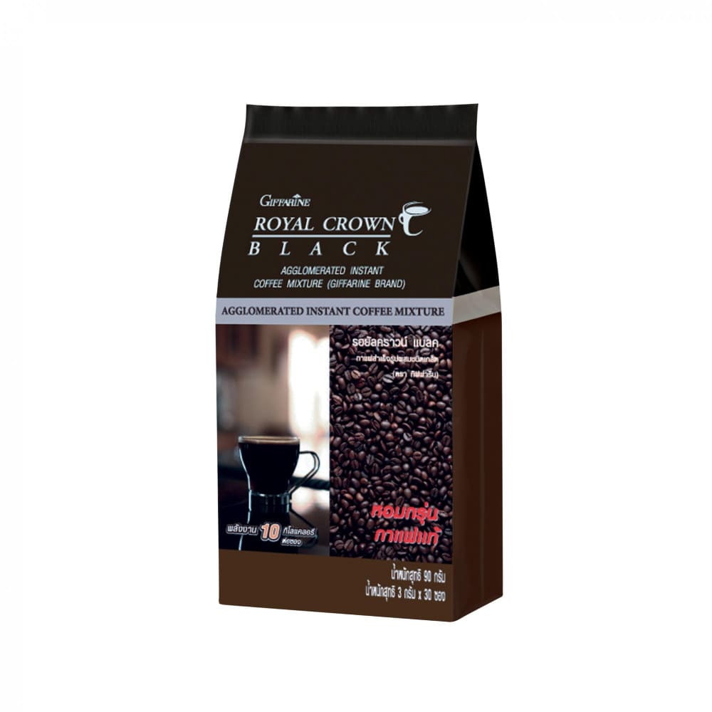 Giffarine Royal Crown Black กาแฟลดน้ำหนักแบบชง ดื่มง่าย ชงละลายเร็ว รสชาติกลมกล่อม