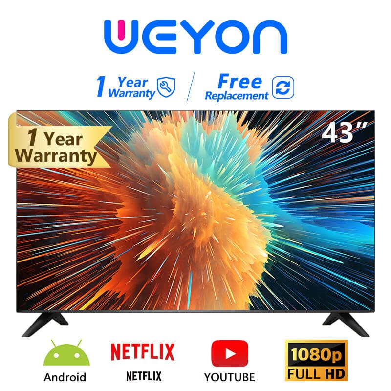 WEYON Smart TV 43 นิ้ว ทีวีราคาไม่เกิน 5000 บาท โหลดรับชมได้ง่ายทุกแอปพลิเคชั่นสตรีมมิ่งยอดนิยม