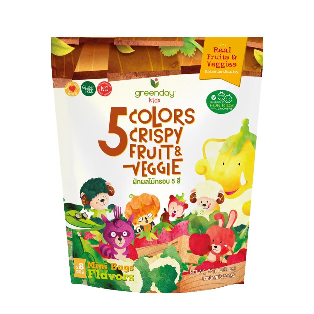 Greenday Kids 5 Colors Crispy Fruits & Veggies ผักอบกรอบ เด็กและผู้ใหญ่กินง่าย รสสัมผัสดีทุกชิ้น