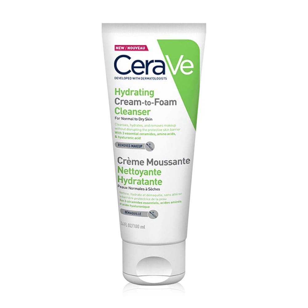 Cerave Hydrating Cream-To-Foam Cleanser โฟมล้างหน้า ผู้หญิง สูตรการเป็นคลีนเซอร์และโฟมล้างทำความสะอาดผิว