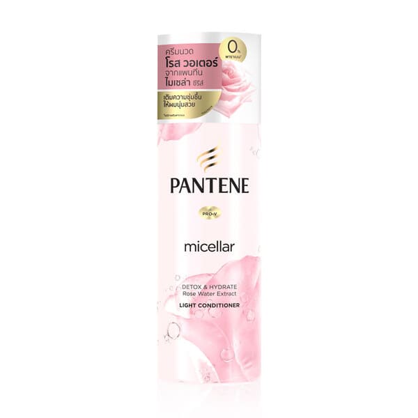 Pantene Micellar Detox & Hydrate Rose Water Extract Light Conditioner ครีมนวดผม สูตรส่วนผสมดอกกุหลาบ