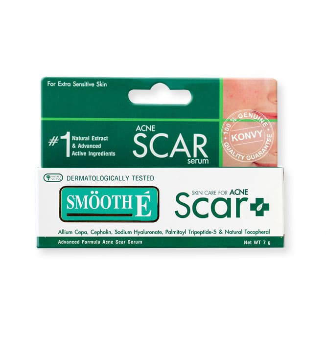 Smooth E Acne Scar Serum ยาทาแผลเป็น ตัวยาแบบเซรั่ม แก้ปัญหาสิวแดง ดำ หลุมสิวบนใบหน้า