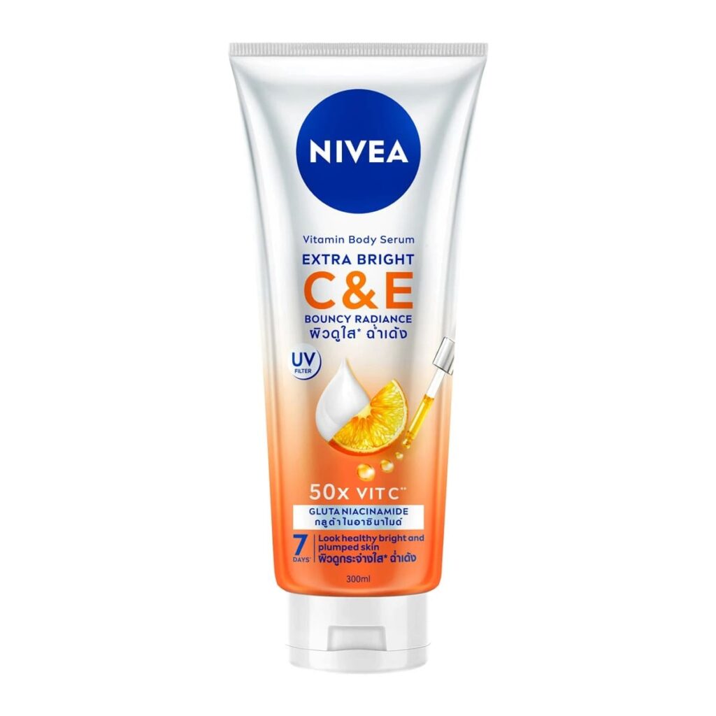NIVEA Extra White C and E Vitamin Lotion โลชั่นผิวขาว รวมสารสกัดธรรมชาติบำรุงผิวเนียนดูฉ่ำวาวตลอดวัน