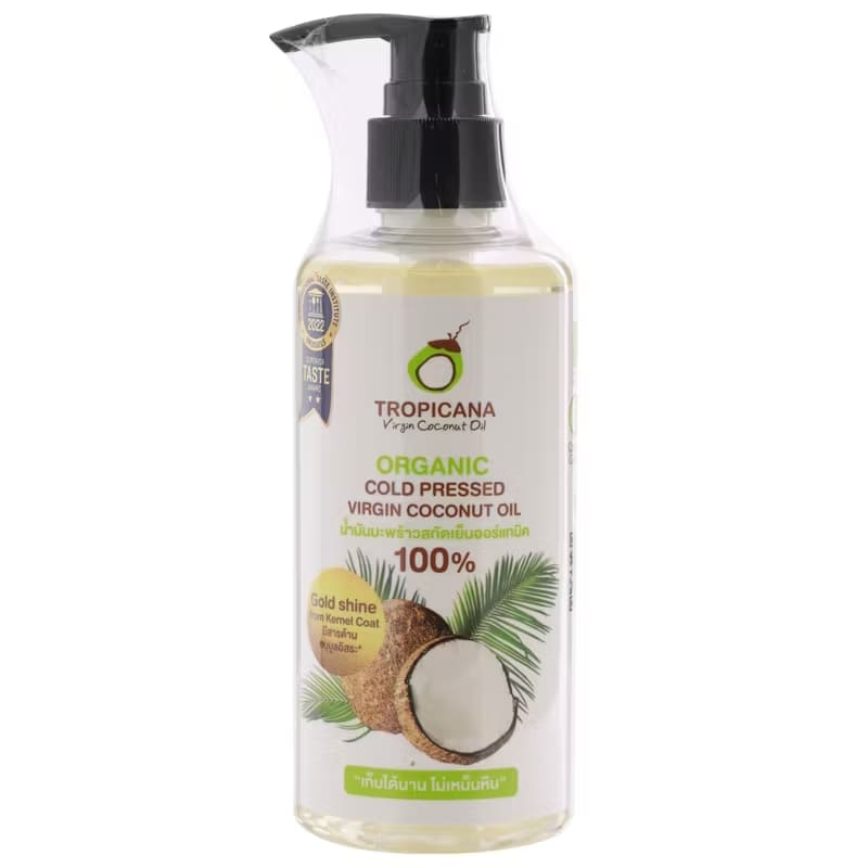 Tropicana น้ำมันมะพร้าวสกัดเย็น สูตรออร์แกนิก เก็บได้นาน ไม่มีกลิ่นหืนแรง