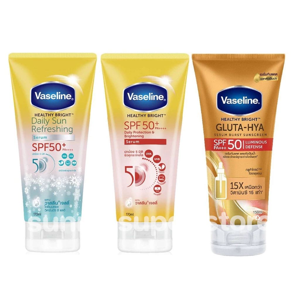 Vaseline Healthy Bright Sun & Pollution Protection SPF50+ PA+++ ครีมกันแดด เนื้อครีมส่วนผสมเซรั่มบำรุงผิว