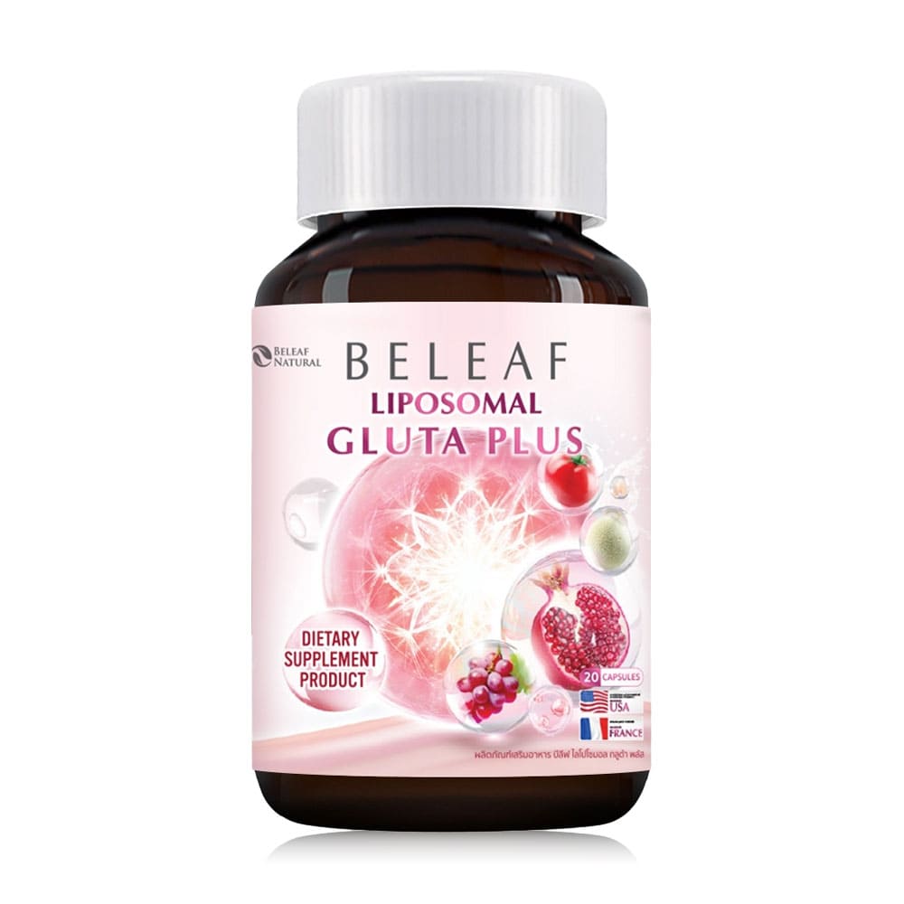 Beleaf Liposomal Gluta Plus กลูต้าผิวขาวไว ย้อนวัยริ้วรอยและความหมองคล้ำผิวให้ดูจางลง