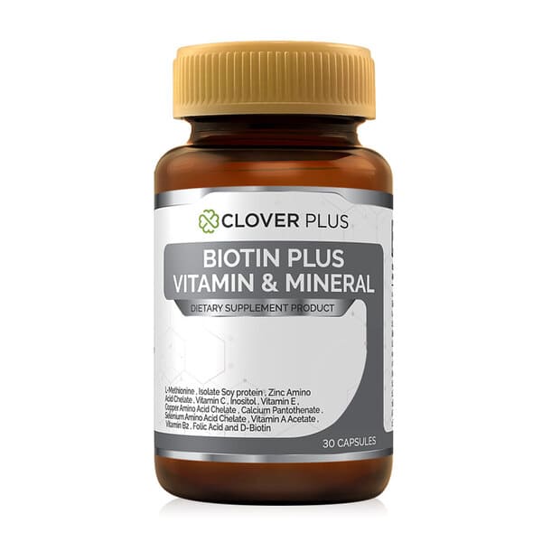 Clover Plus Biotin Plus Vitamin & Mineral วิตามินบำรุงผม ลดการขาดร่วง กระตุ้นรากเส้นผมเกิดใหม่แข็งแรง