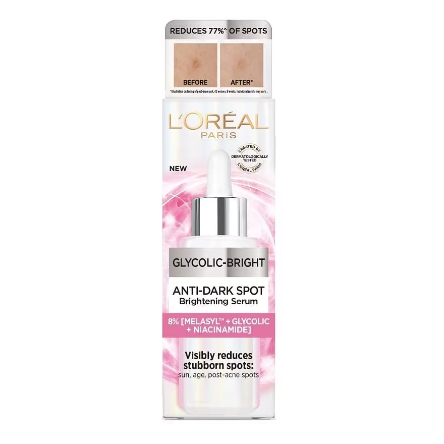 L’OREAL Glycolic Bright Anti-Dark Spot Serum เซรั่มผลัดเซลล์ผิว ปรับโทนสีผิวให้ดูสม่ำเสมอทุกจุด