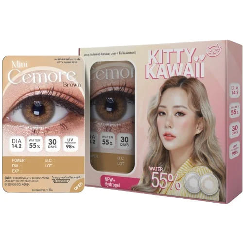 Kitty Kawaii Contact Lens Mini Cemore Brown Color คอนแทคเลนส์สีน้ำตาล สายฝอแต่งตัวเปลี่ยนลุคต้องไม่พลาด