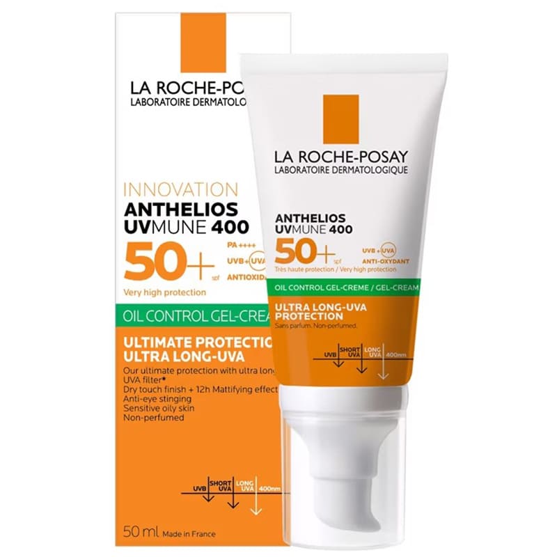 La Roche-Posay Anthelios UVMune400 Oil Control Gel Cream ครีมกันแดดทาหน้า ปกป้องผิวจากแสงแดดและมลภาวะ