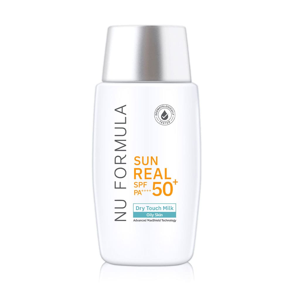 NU Formula Sun Real SPF50+-PA++++ Dry Touch Milk ครีมกันแดดทาหน้า เนื้อครีมแบบแมตช์ ทาเกลี่ยง่าย